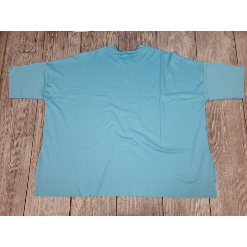 EUC Planet Jersey Short Sleeve Shirt light blue Lagenlook One Size 100% cotton - Picture 8 of 8